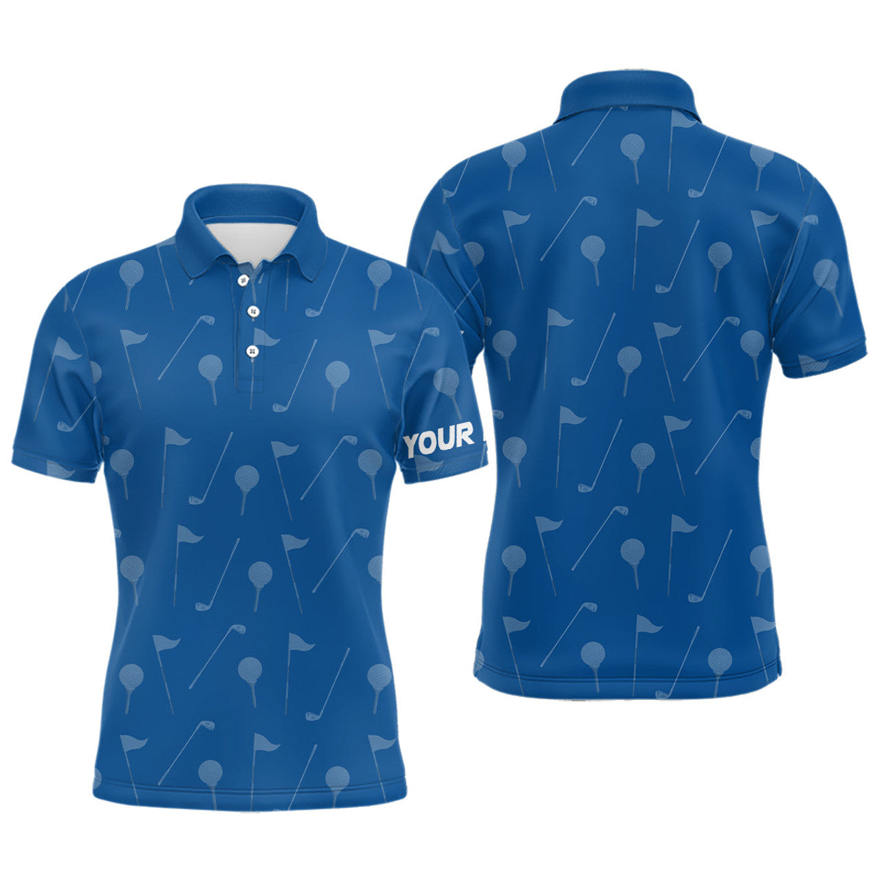 Personalized Golf Gifts Custom Blue Golf Pattern Shirt Men's Polo Shirt S-5XL
