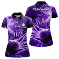 Custom Bowling Shirts Purple Lightning Thunder Team Gift Women's Polo Shirts S-5XL