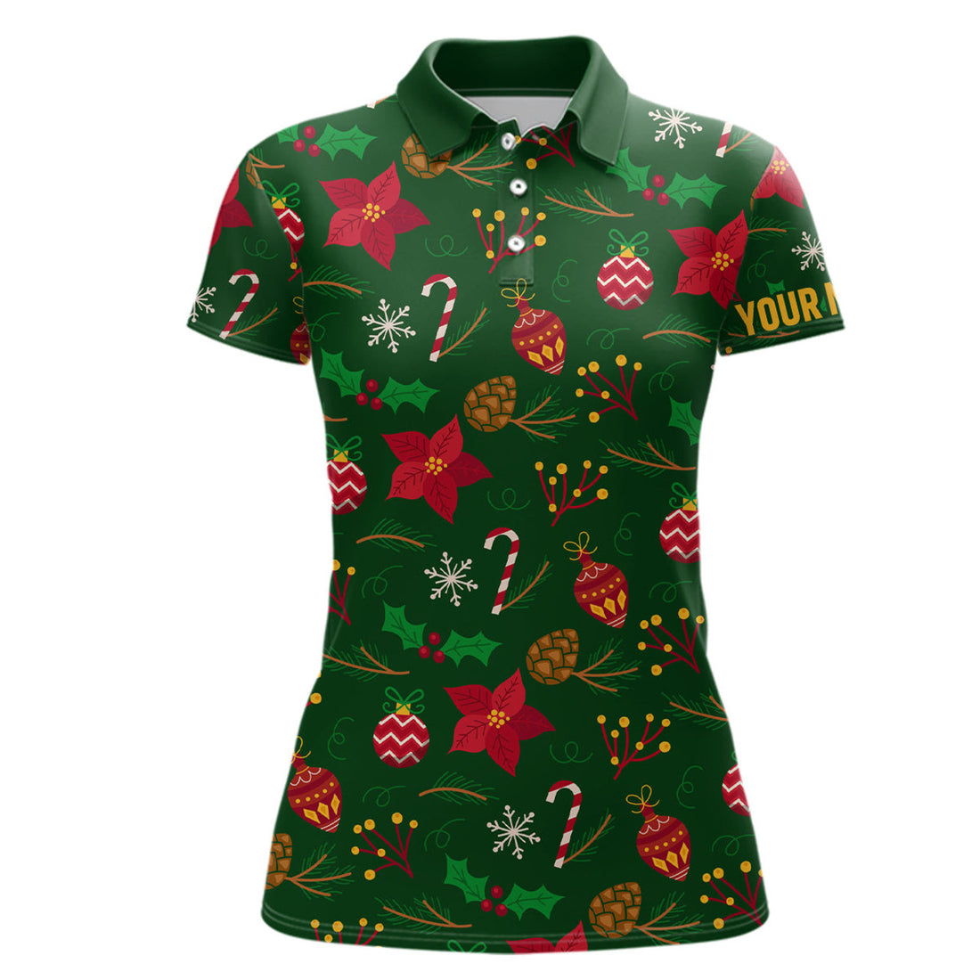 Custom Green Christmas Golf Shirt For Women Women's Polo Shirts S-5XL