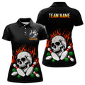 Custom Flame Skull Bowling Team Shirts Bowling Gifts Women's Polo Shirts S-5XL