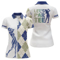 Custom Name Blue White Argyle Golf Shirt Let's Par Tee Women's Polo Shirts S-5XL
