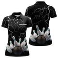 Custom Lightning Thunder Bowling Ball Pins Team Design Women's Polo Shirts S-5XL