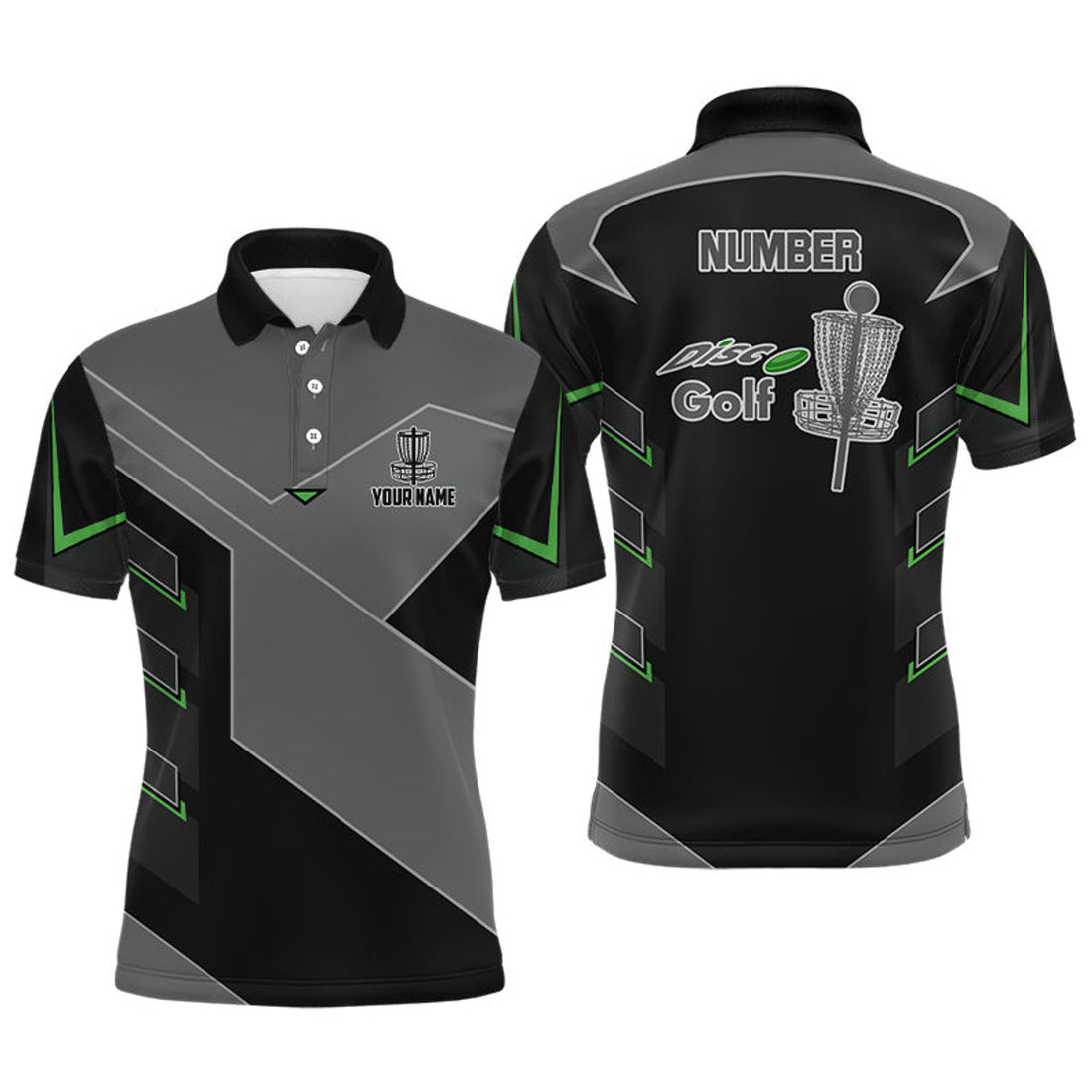 Custom Black Frisbee Golf Shirt Name Number Men's Polo Shirt S-5XL