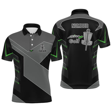 Custom Black Frisbee Golf Shirt Name Number Men's Polo Shirt S-5XL
