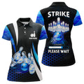 Custom Funny Blue Bowling Strike Loading Team Women's Polo Shirts S-5XL