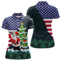 Custom American Flag Christmas Santa Golf Pattern Women's Polo Shirts S-5XL