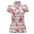 Custom Name Pink Wine Stripe Pattern Golf Gifts Women's Polo Shirts S-5XL