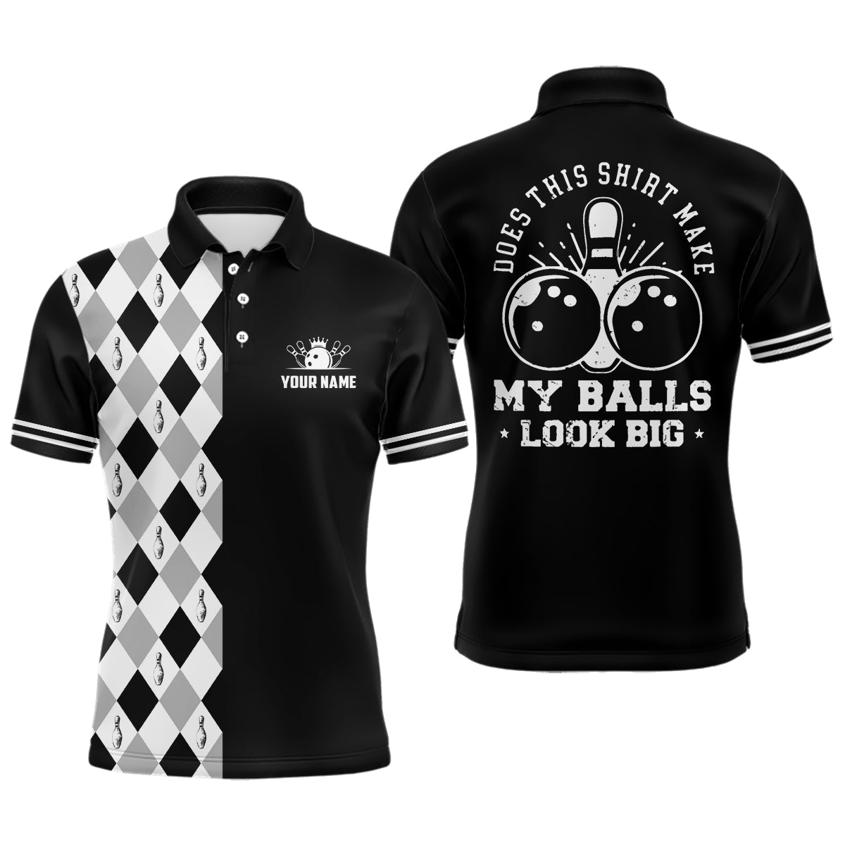 Funny Black Retro Bowling Custom Polo Shirt Mens Polo Shirt S-5XL