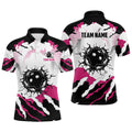 Personalized Pink White Camo Bowling Shirt for Men Custom Men's Polo Shirt S-5XL