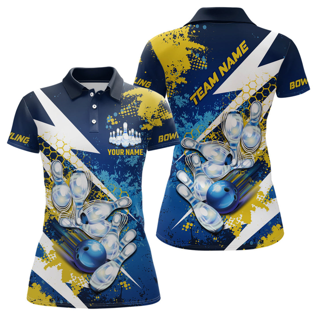Custom Lightning Grunge Bowling Shirt Team Wear Women's Polo Shirts S-5XL