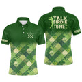 Custom Funny Green Argyle Golf Shirt Talk Birdie to Me Men's Polo Shirt S-5XL