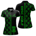 Custom Black Green Gradient Disc Golf Basket Design Women's Polo Shirts S-5XL