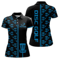 Custom Name Disc Golf Polos Black Blue Gradient With Basket Women's Polo Shirts S-5XL