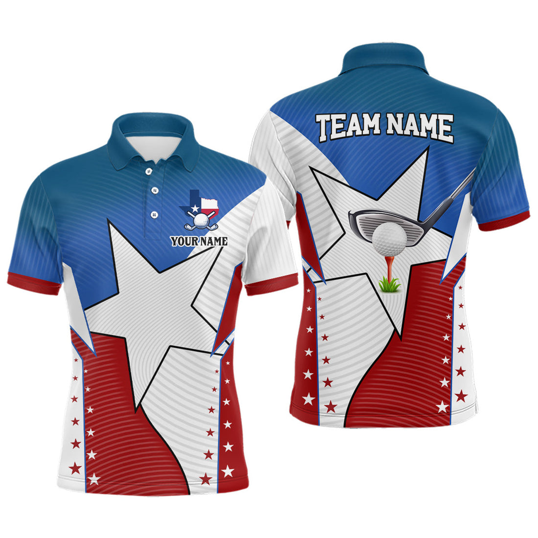 Custom Texas Flag Retro Golf Apparel Gift for Men Team Men's Polo Shirt S-5XL