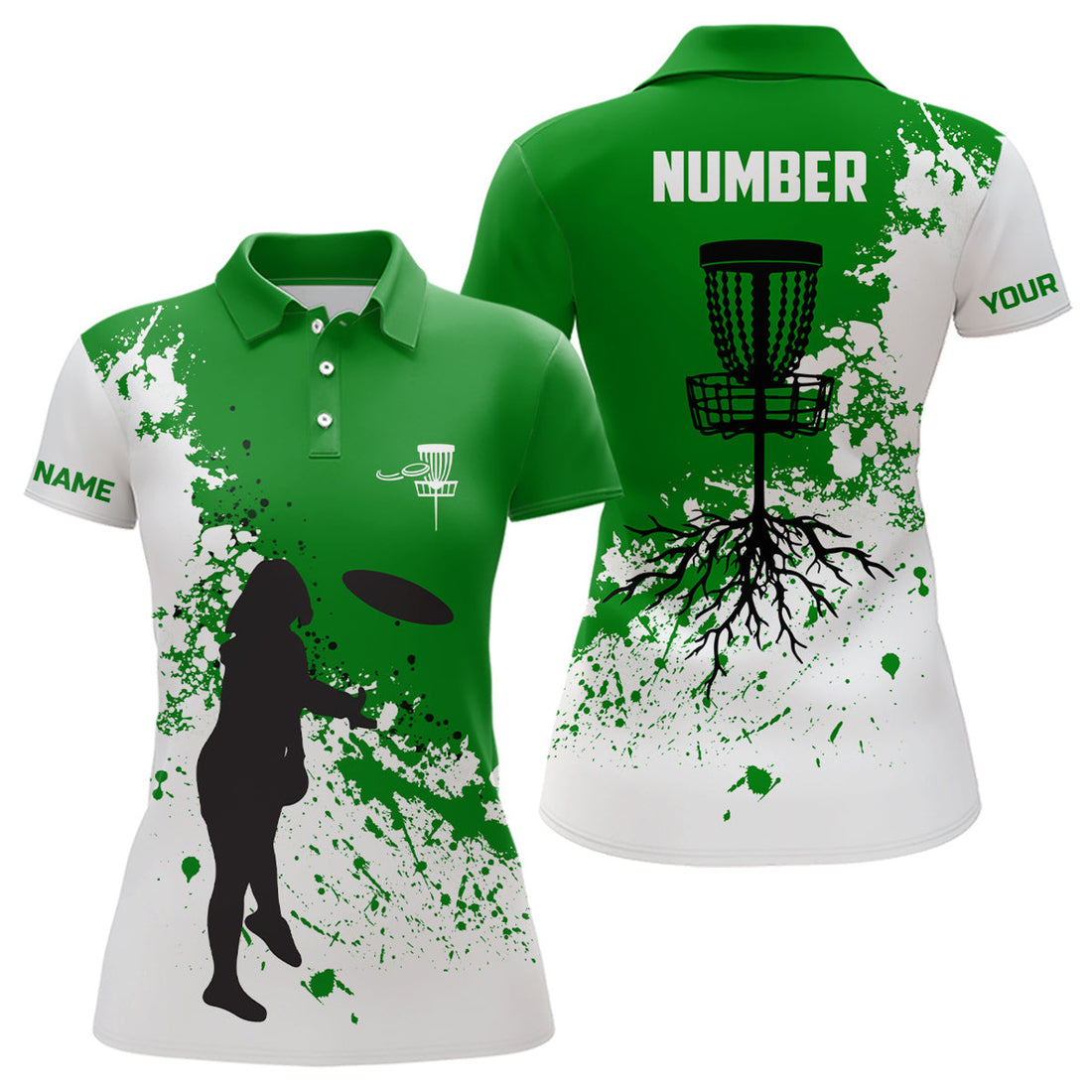 Custom Green And White Disc Golf with Custom Women's Polo Shirts S-5XL