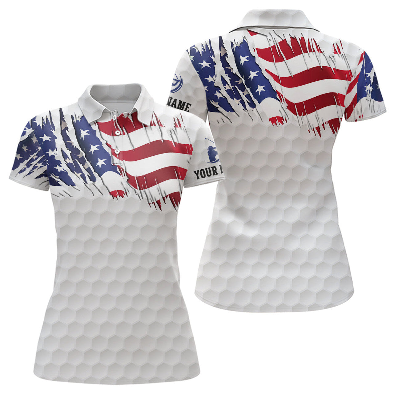 Custom American Flag Golf Unique Patriotic Tops Women's Polo Shirts S-5XL