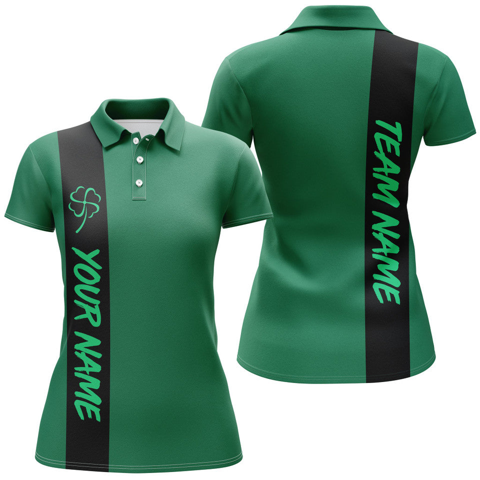 Custom Lucky Black Green Bowling Shirt St Patrick Women's Polo Shirts S-5XL