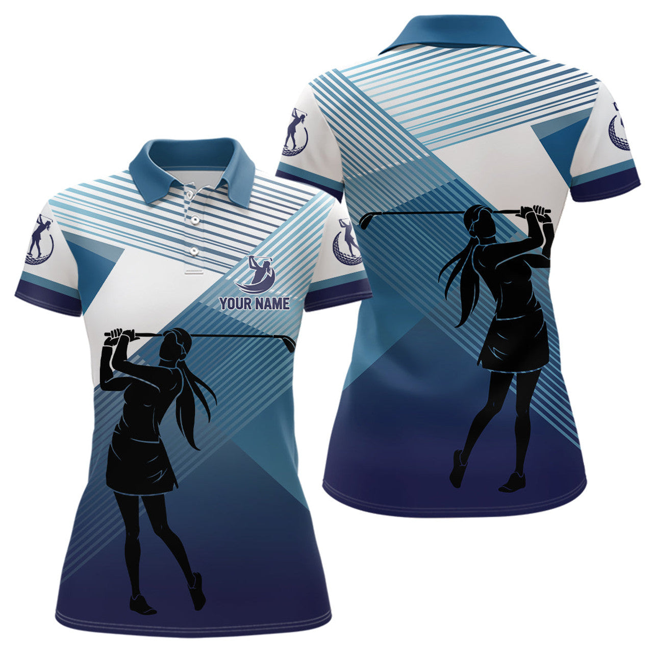 Custom abstract blue golf shirts for ladies team tops Women's Polo Shirts S-5XL
