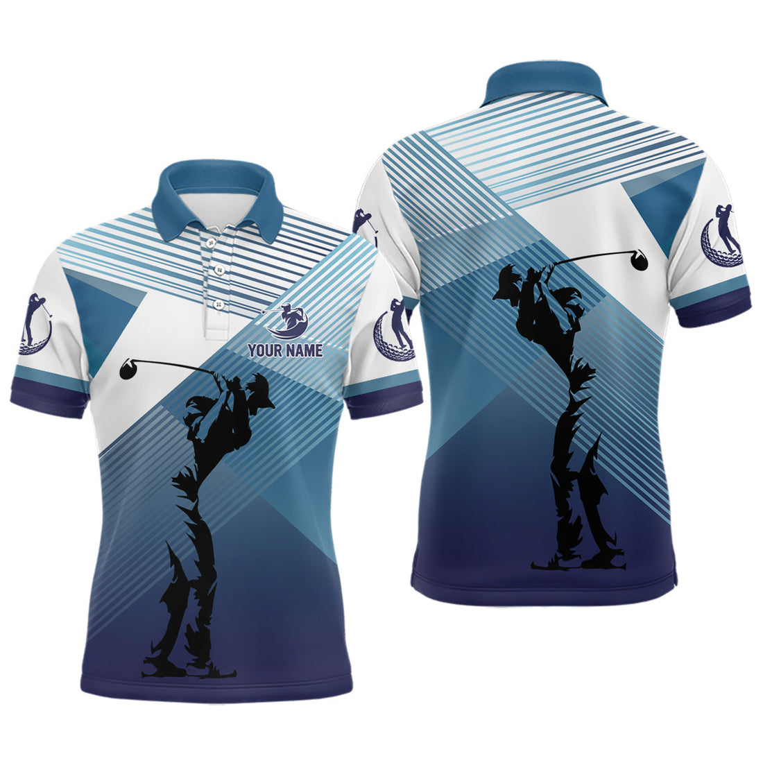 Custom Abstract Blue Golf Personalized Team Golf Tops Men's Polo Shirt S-5XL