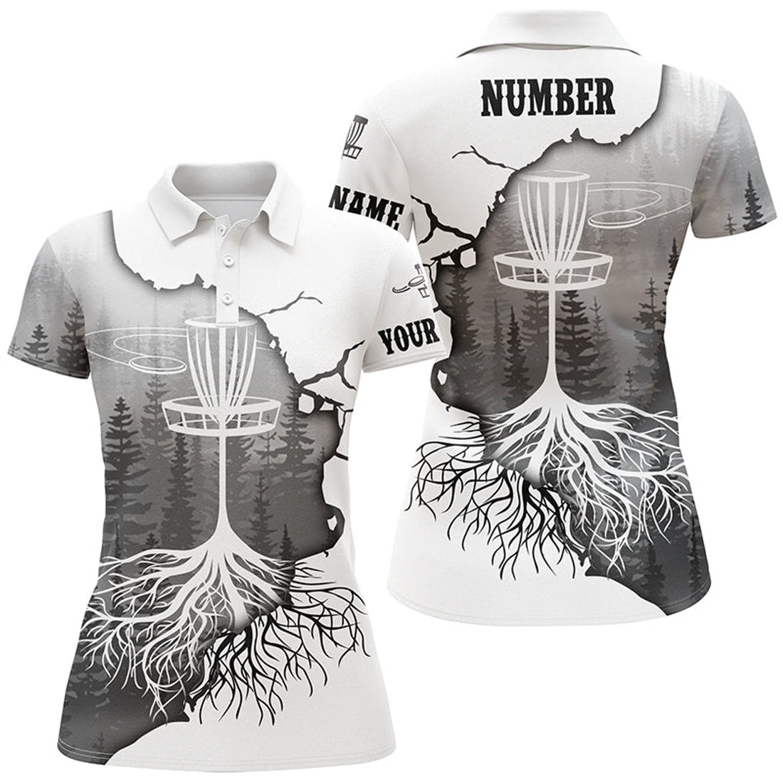 Custom Black Forest Disc Golf Shirt With Basket Design Women's Polo Shirts S-5XL