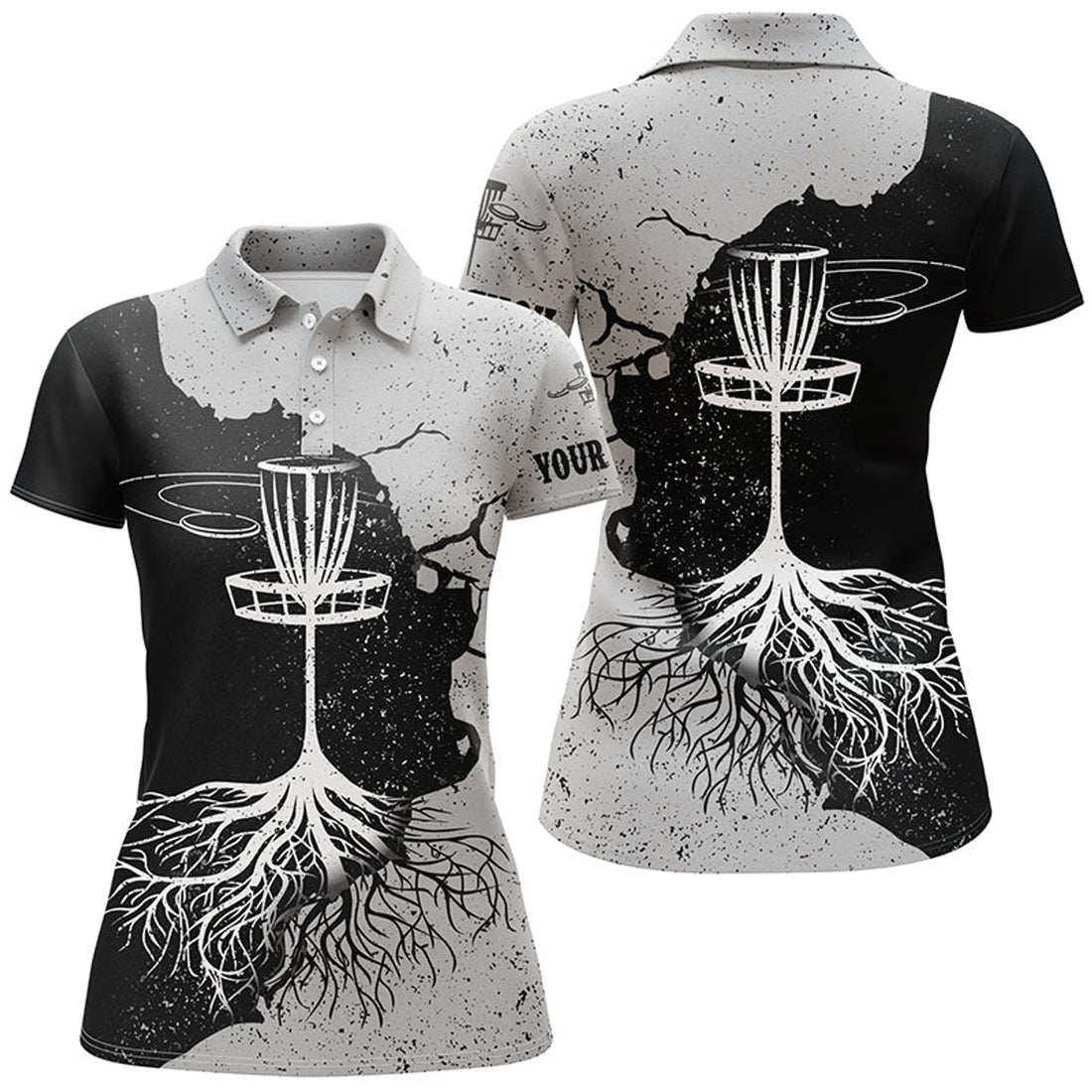 Custom Name Black and Grey Disc Golf Basket Shirt for Women's Polo Shirts S-5XL