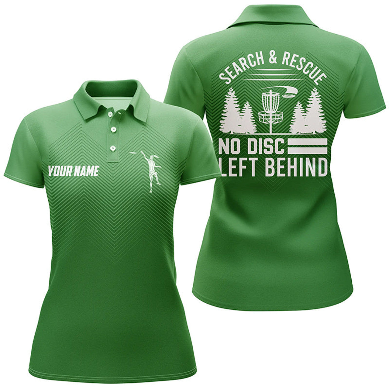 Custom Search And Rescue Green Geometric Disc Golf Women's Polo Shirts S-5XL