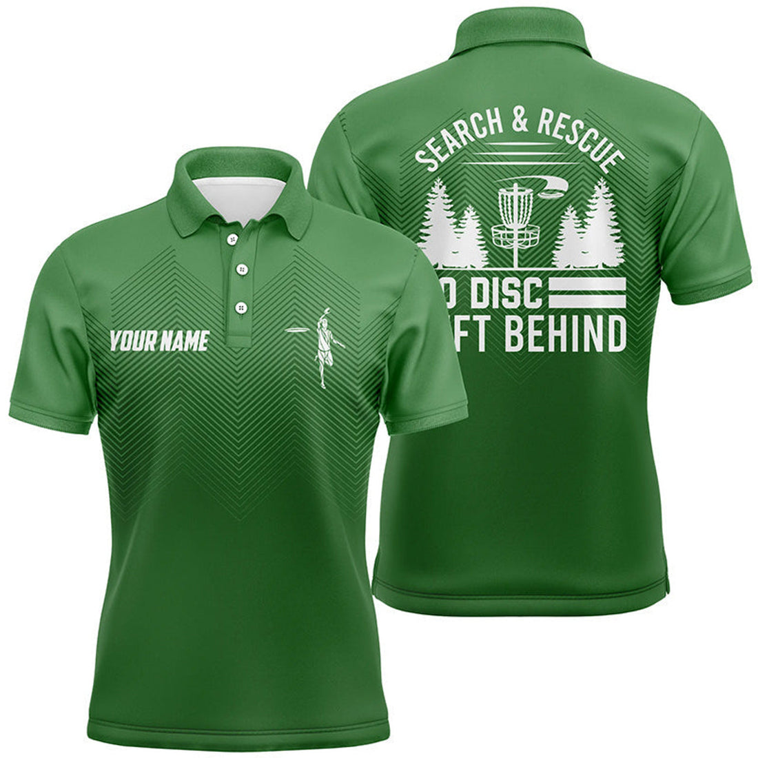 Custom Search & Rescue Green Geometric Disc Golf Men's Polo Shirt S-5XL