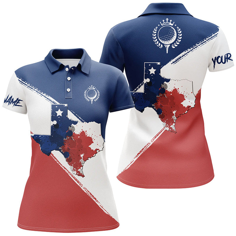 Custom Texas Flag All Over Print Polo Golf Shirts For Women's Polo Shirts S-5XL