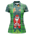 Custom Name Santa Golf Shirt Flannel Plaid Green Golf Gift Women's Polo Shirts S-5XL