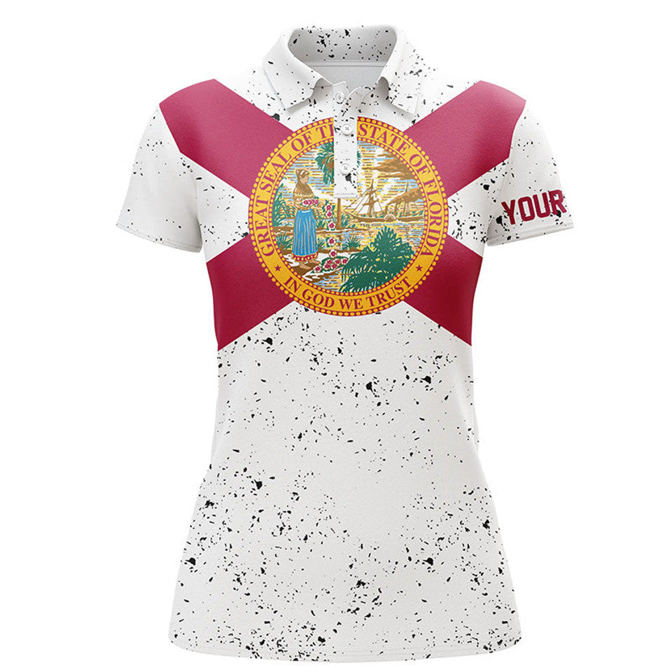 Custom Florida Flag Grunge Patriotic Golf Gifts for Women's Polo Shirts S-5XL