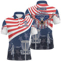 Custom American Flag Disc Golf Shirt Patriotic US Eagle Men's Polo Shirt S-5XL