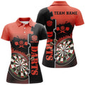 Custom Personalized Red Black Darts for Darts Team Women's Polo Shirts S-5XL