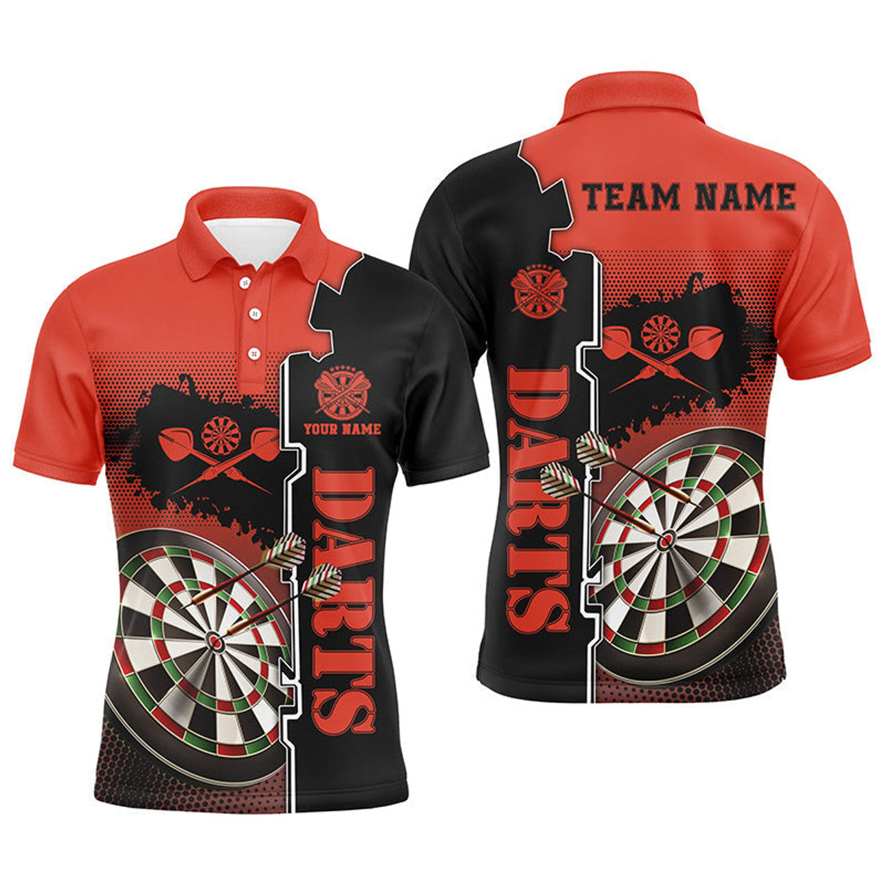 Personalized Red Black Darts Shirt Men's Polo Shirt S 5XL