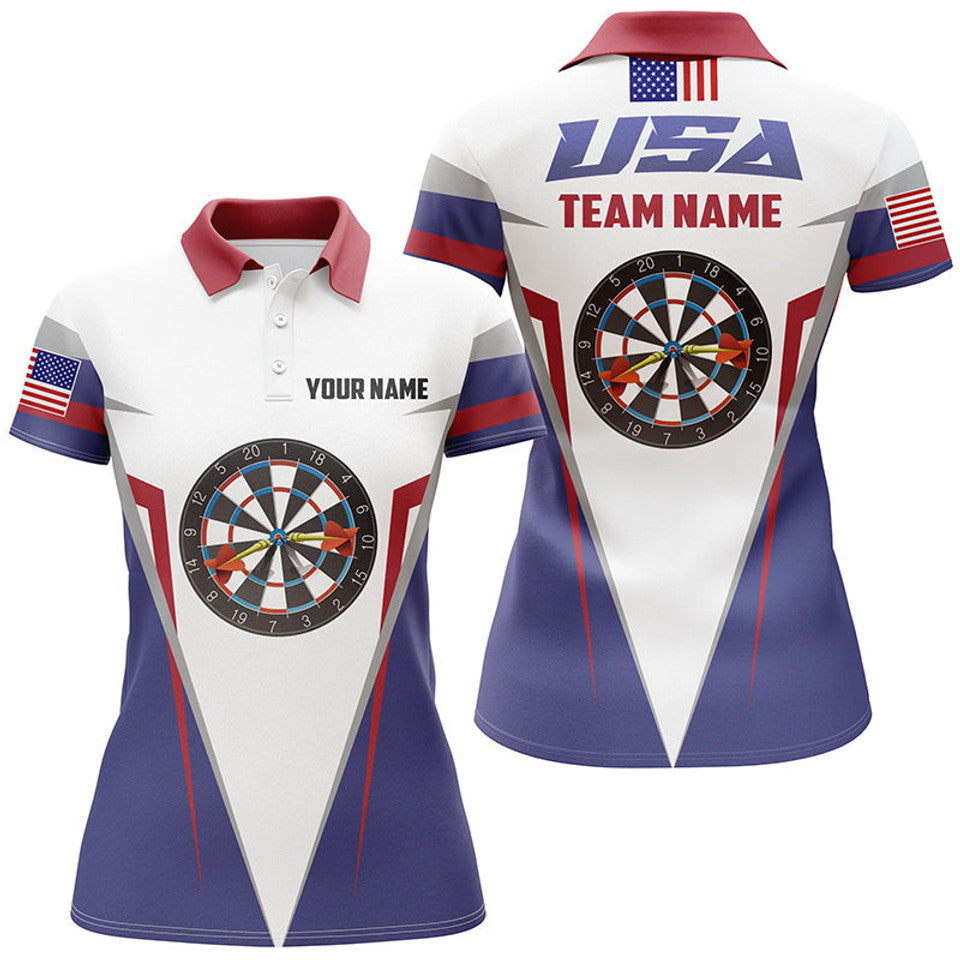 Custom American Flag US Patriotic Darts Shirt Gift for Women's Polo Shirts S-5XL
