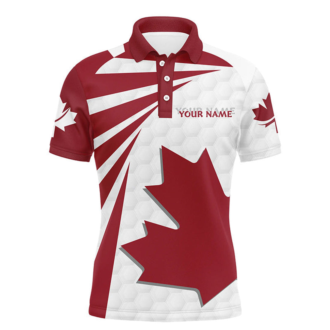 Canada Flag Golf Pattern Red White Mens Polo Shirt S-5XL