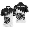 Custom Black White Grunge Darts Shirt With Name Men's Polo Shirt S-5XL