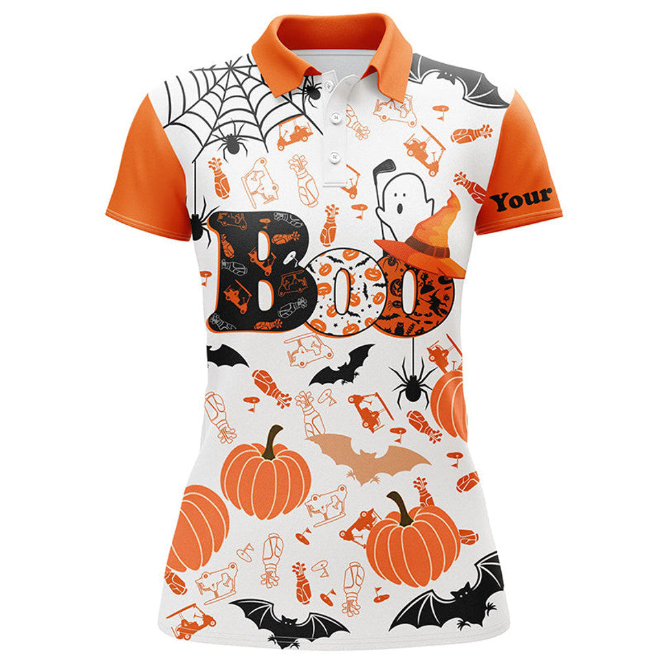 Custom Boo Halloween Golf Pattern Funny Gift Shirt Women's Polo Shirts S-5XL