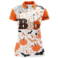 Custom Boo Halloween Golf Pattern Funny Gift Shirt Women's Polo Shirts S-5XL