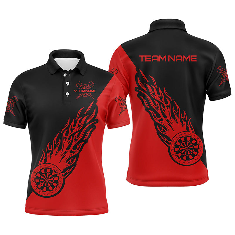 Personalized Red Black Flame Darts Custom Shirt Men's Polo Shirt S-5XL