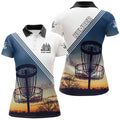 Custom Sunset Disc Golf Shirt Basket Design Personalized Women's Polo Shirts S-5XL