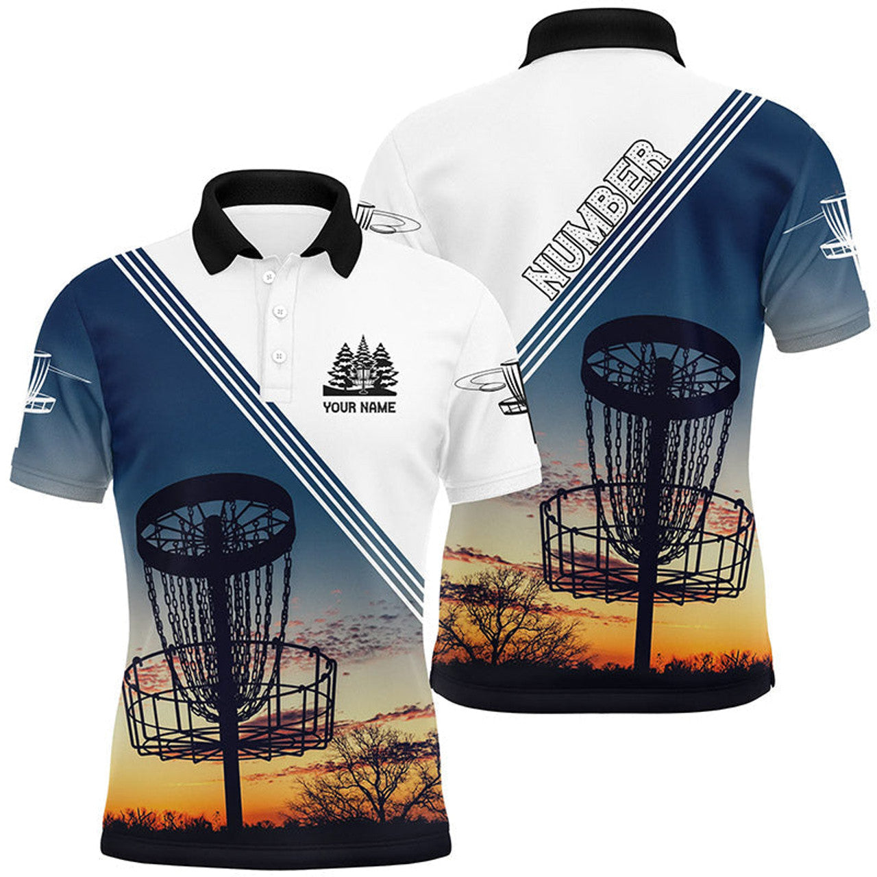 Sunset Personalized Disc Golf Shirt Custom Design Men's Polo Shirt S-5XL