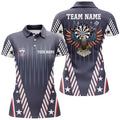 Custom Name Eagle Navy Darts Shirt with US Flag Design Women's Polo Shirts S-5XL