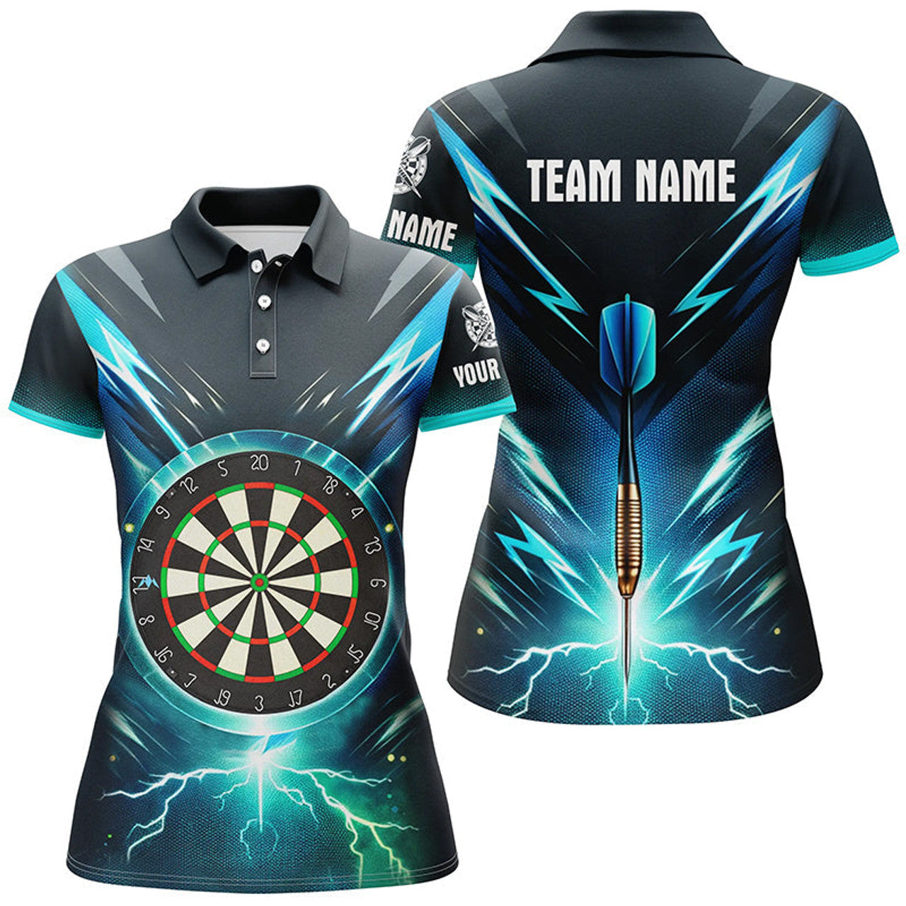 Custom Blue Lightning Thunder Darts Shirt for Women's Polo Shirts S-5XL