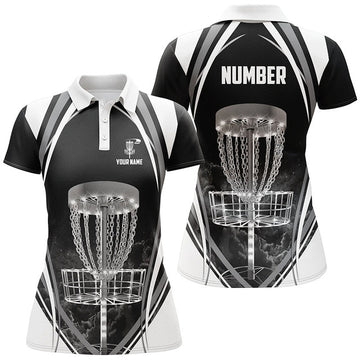 Custom Disc Golf Shirts Black and White Gift for Women Women's Polo Shirts S-5XL