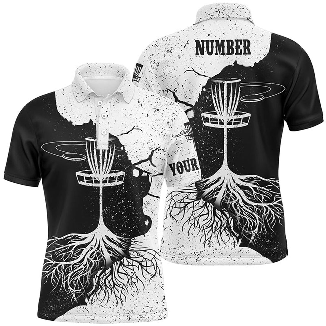 Custom Black & White Disc Golf Shirt Gift for Men Men's Polo Shirt S-5XL