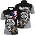 Custom Black Grey American Flag Patriotic Dart Jersey Men's Polo Shirt S-5XL