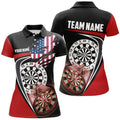 Custom Black Red American Flag Darts Patriotic Dart Women's Polo Shirt S-5XL