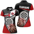 Custom Black Red Canadian Flag Dart Patriotic Design Women's Polo Shirts S-5XL
