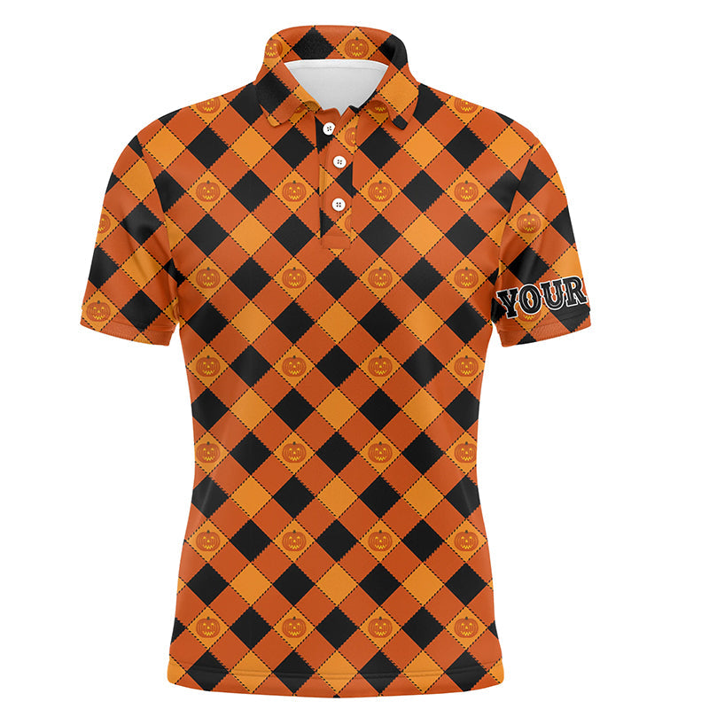 Halloween Pumpkin Orange Golf Polo Shirt Custom Name Men's Polo Shirt S-5XL