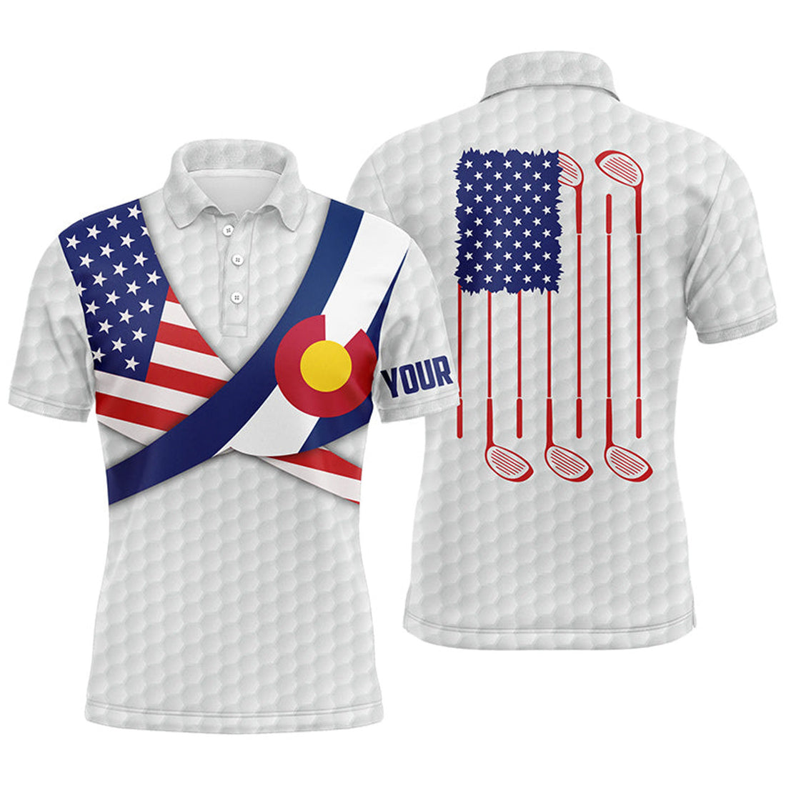 Custom Colorado Flag White Golf Shirt Patriotic Gift Men's Polo Shirt S-5XL